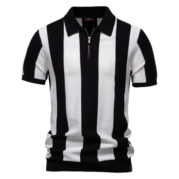 Lapel Short-sleeved Woolen Polo Shirt For Men - Image 5