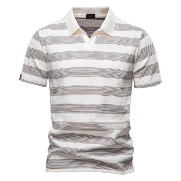Striped Lapel Men's Polo Shirt Fashion - Image 2
