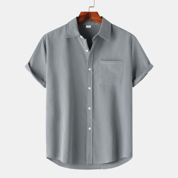 European And American Summer Short Sleeve Casual Cardigan Men's Shirt - Image 8
