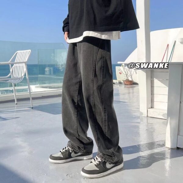 INS Hong Kong Style Loose Straight Mop Wide Leg - Image 4