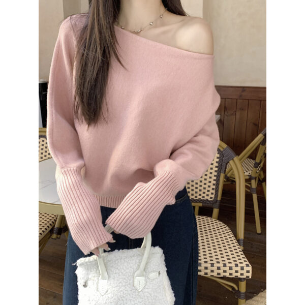 Lazy Off-neck Sweater Bottoming Shirt Women - Image 2
