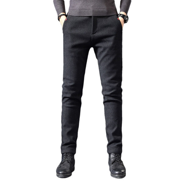 Fleece Lined Sanded Slim-fit Stretch Casual Pants - Image 2