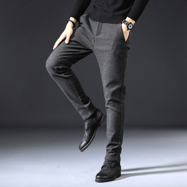 Fleece Lined Sanded Slim-fit Stretch Casual Pants - Image 6