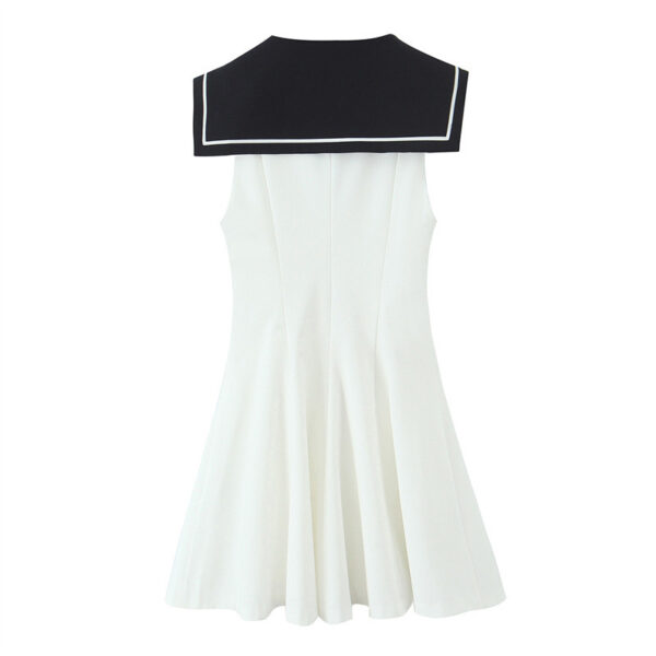 American Slim Fit Slimming Contrast Color White Stitching Dress - Image 4