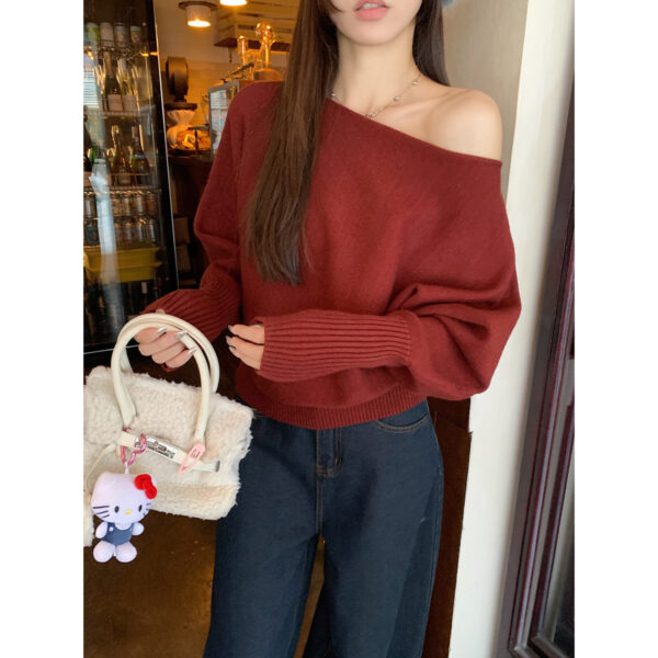 Lazy Off-neck Sweater Bottoming Shirt Women - Image 7