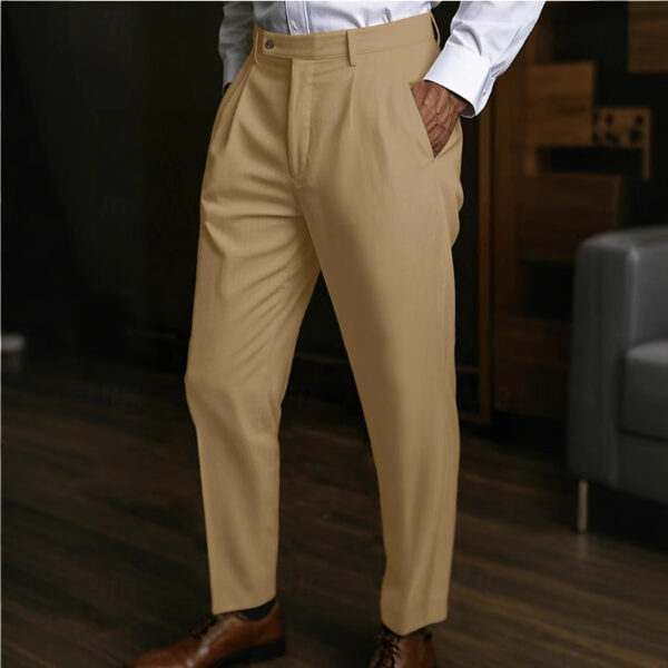 Men's Linen Pocket Flat Comfortable Breathable Trousers - Image 8
