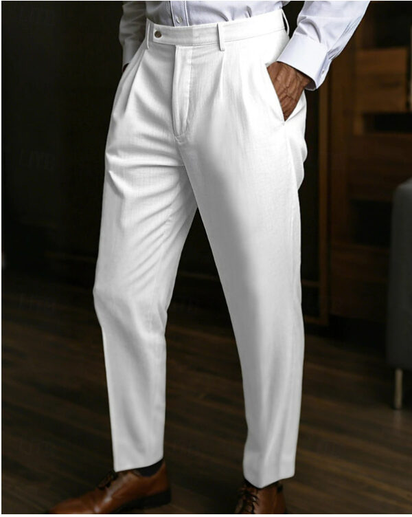 Men's Linen Pocket Flat Comfortable Breathable Trousers - Image 6