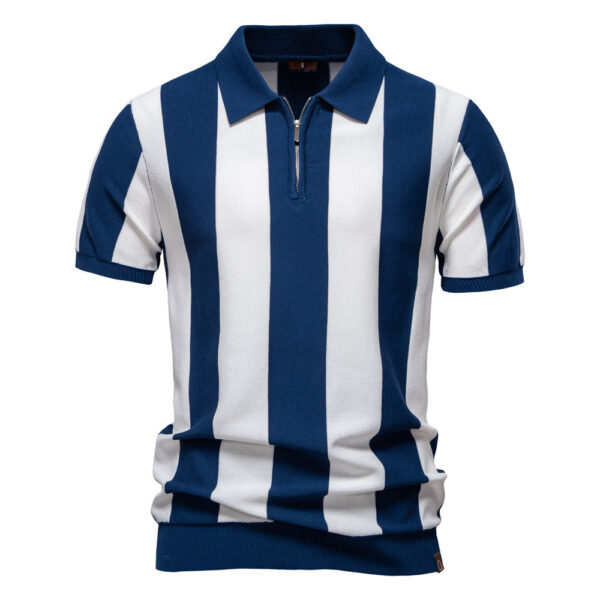Lapel Short-sleeved Woolen Polo Shirt For Men - Image 6