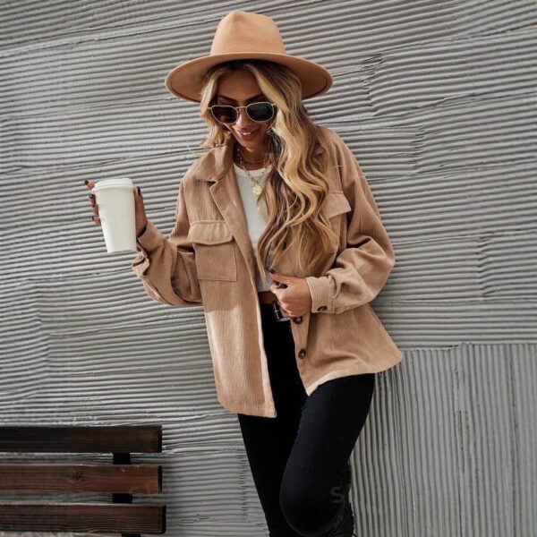 Retro Cardigan European And American Pocket Coat Women - Image 2