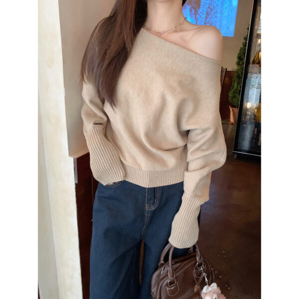 Lazy Off-neck Sweater Bottoming Shirt Women - Image 6