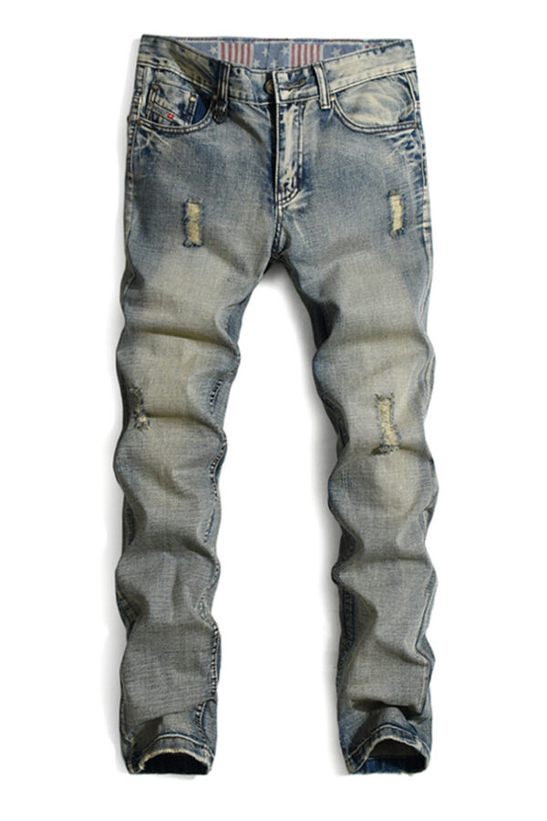Ripped Jeans Men's Straight Slim Fit - Image 4