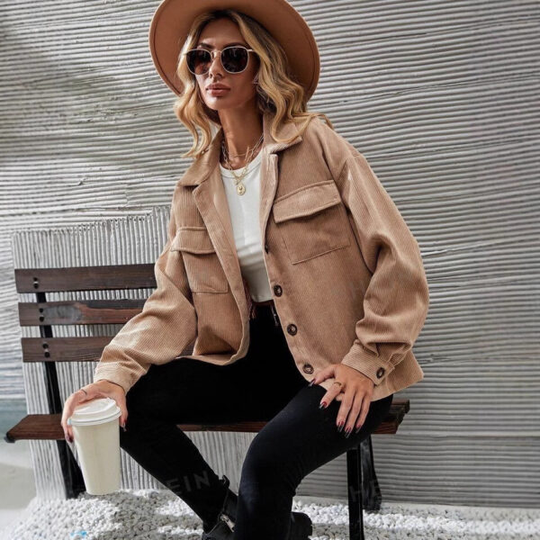 Retro Cardigan European And American Pocket Coat Women - Image 3