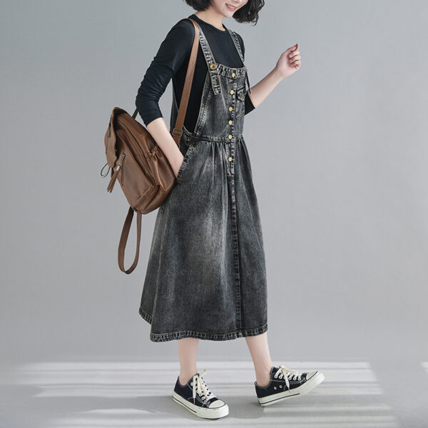 Denim Suspender Skirt Dress Denim Skirt - Image 3