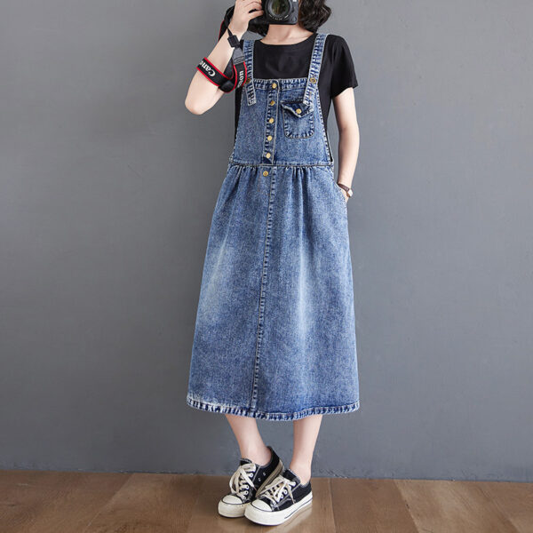 Denim Suspender Skirt Dress Denim Skirt - Image 7