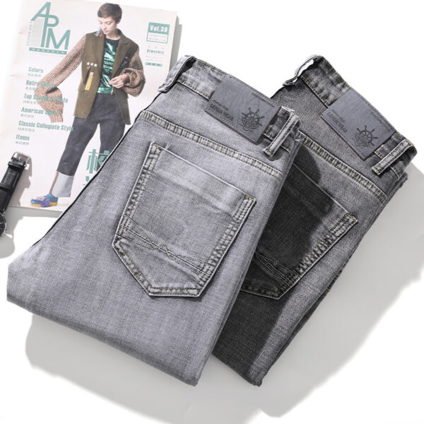 Straight Elastic Trend Versatile Retro Nostalgic Jeans For Men - Image 6