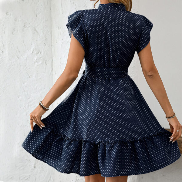 Elegant Polka Dot Ruffle Sleeve A- Line Skirt - Image 2