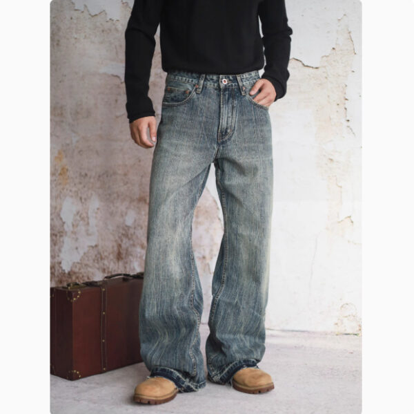 Loose Straight Leg Micro Flared Jeans For Men - Image 4