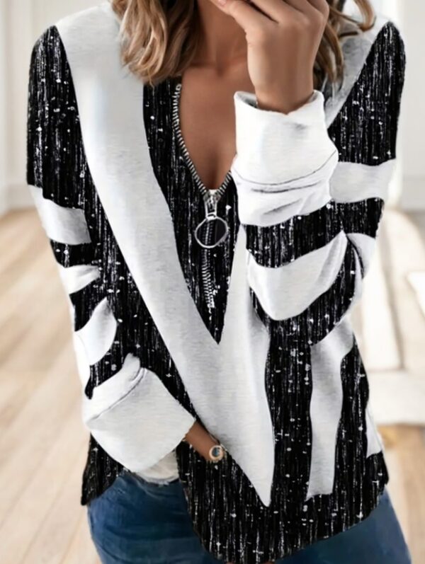Ladies' Striped Long-sleeved Top - Image 2