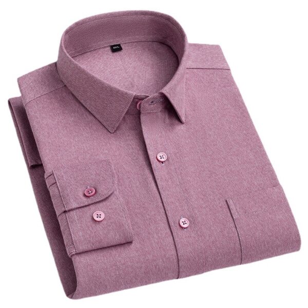 Men's Long Sleeve Solid Color Pocket Light Business Shirt - Image 2