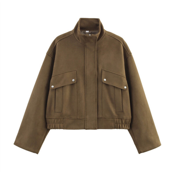 European And American Style Solid Color Cool Suede Jacket Coat - Image 6