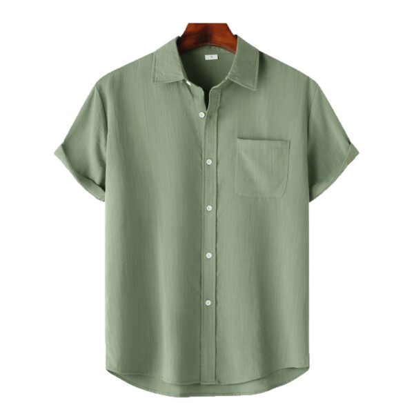 European And American Summer Short Sleeve Casual Cardigan Men's Shirt - Image 9