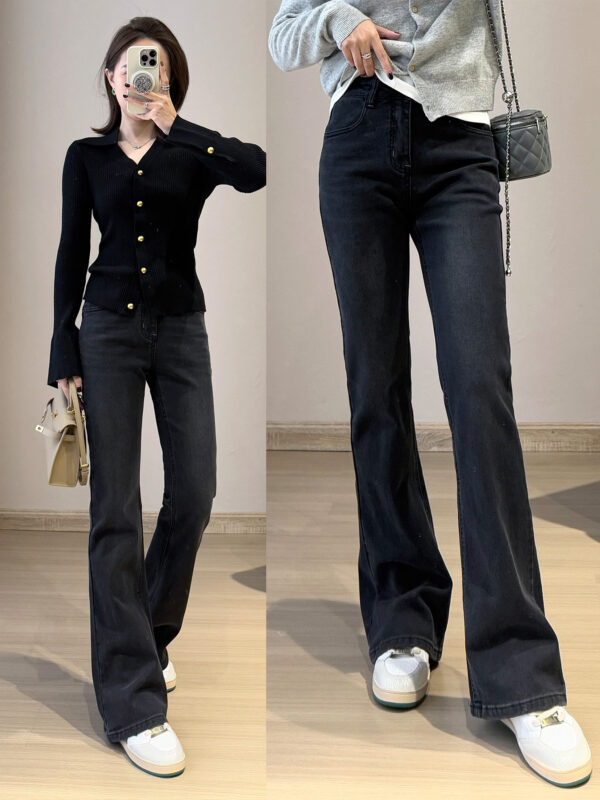 Goddess Long Legs Bootcut Trousers High Waist Slimming Slim Micro Elastic Small Horn - Image 4