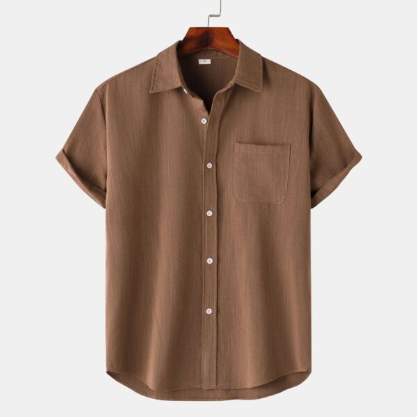 European And American Summer Short Sleeve Casual Cardigan Men's Shirt - Image 2