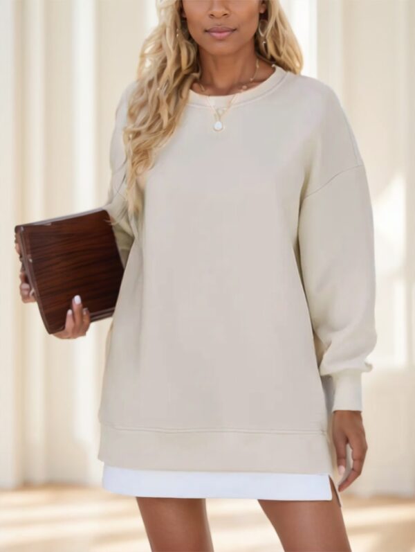 A Solid-colored Long-sleeved Top For Ladies - Image 3