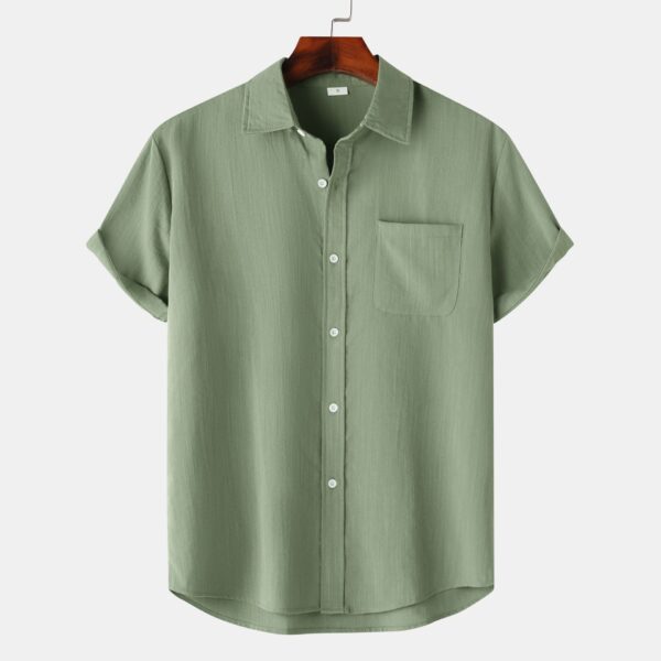 European And American Summer Short Sleeve Casual Cardigan Men's Shirt - Image 3