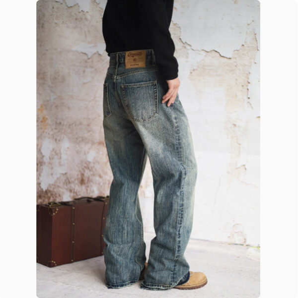 Loose Straight Leg Micro Flared Jeans For Men - Image 3