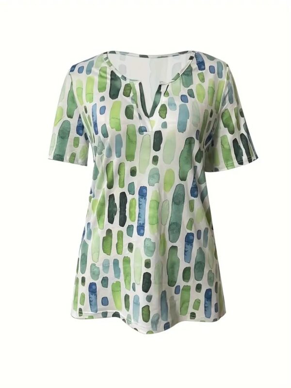 Summer New V-Neck Printed Short Sleeve T-Shirt Loose Casual Top - Image 2