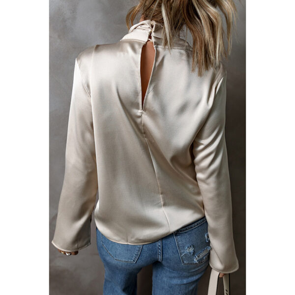 Women's Solid Color Satin Chiffon Blouse - Image 8