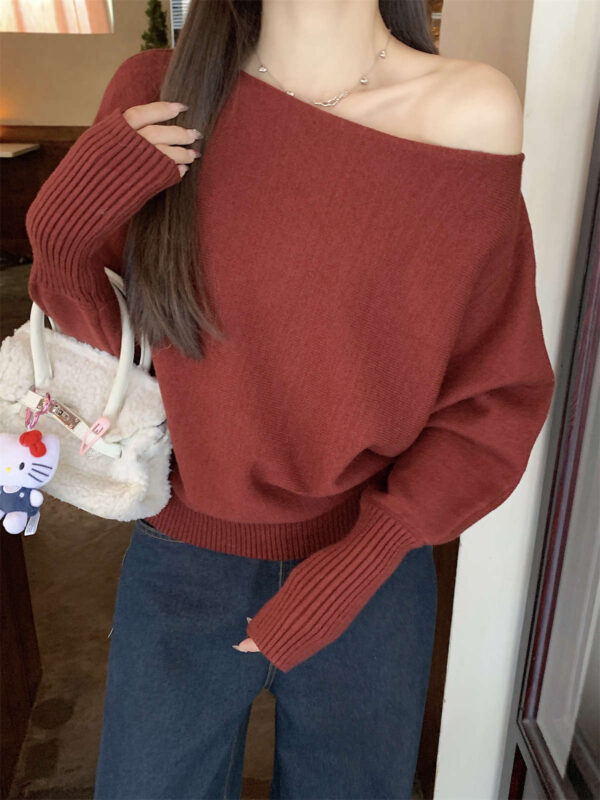 Lazy Off-neck Sweater Bottoming Shirt Women - Image 3