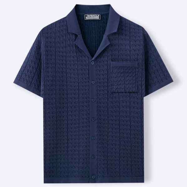 Summer New Short Sleeve Cuban Collar Knitted Polo Shirt - Image 6