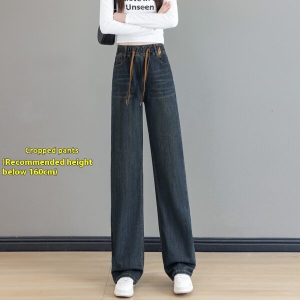 Loose Waist Trimming Lace-up Jeans For Women - Image 5
