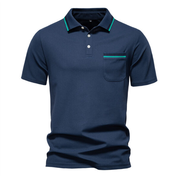 Short-sleeved Polo Shirt Striped Lapel Business Casual Top Men - Image 7