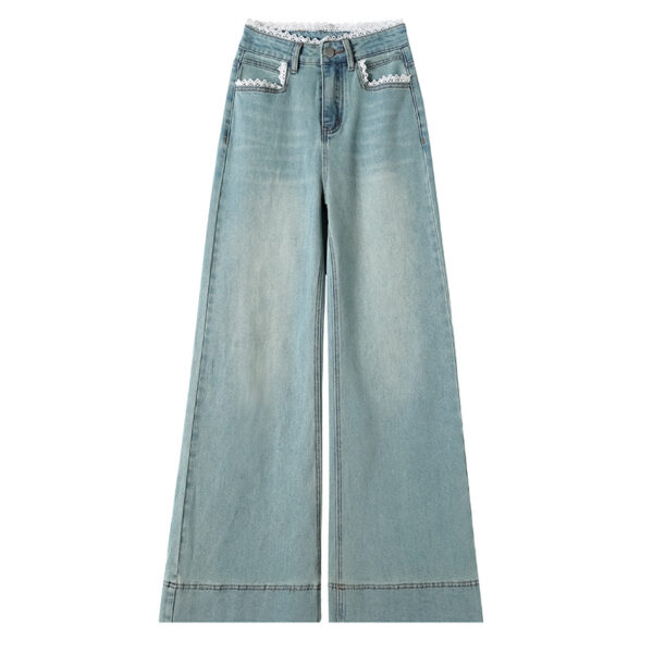 Women's Lace-trim Wide-leg Jeans - Image 7
