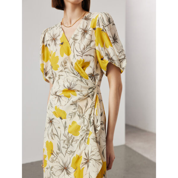 Women's Stomach Blanket-style Lace Printing Short-sleeved Silk Dress - Image 7