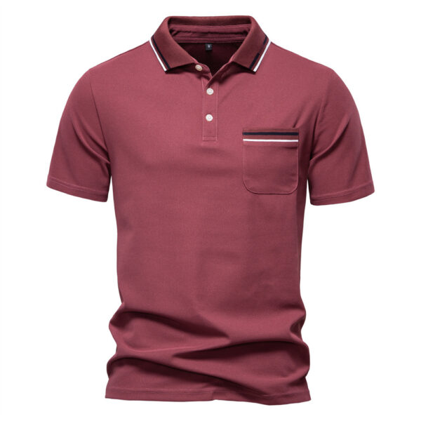 Short-sleeved Polo Shirt Striped Lapel Business Casual Top Men - Image 4