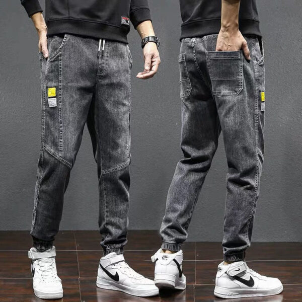 Ankle-tied Jeans Men's Loose Cargo Harlan Cropped Leisure - Image 4