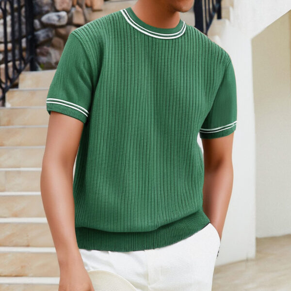 Men's Complex Knitwear Short Sleeve T-shirt Round Neck - Image 3