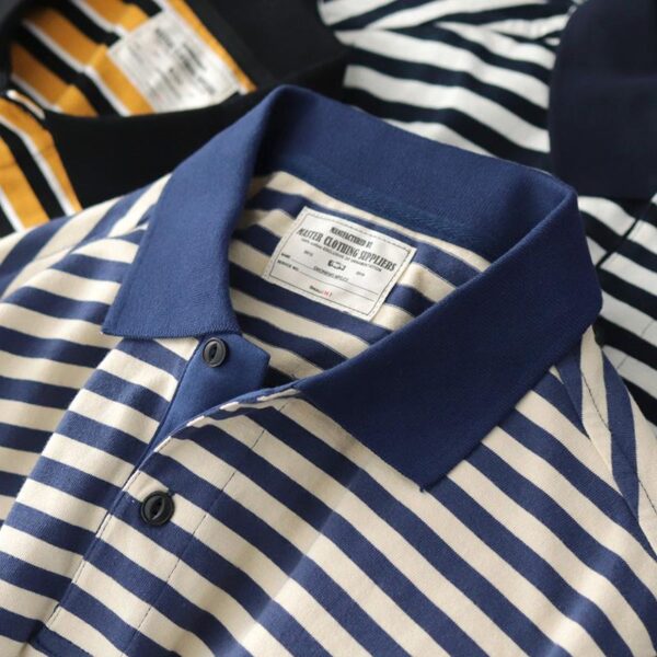 Summer Loose Lapels Men's Retro Casual Striped Short Sleeve - Image 4