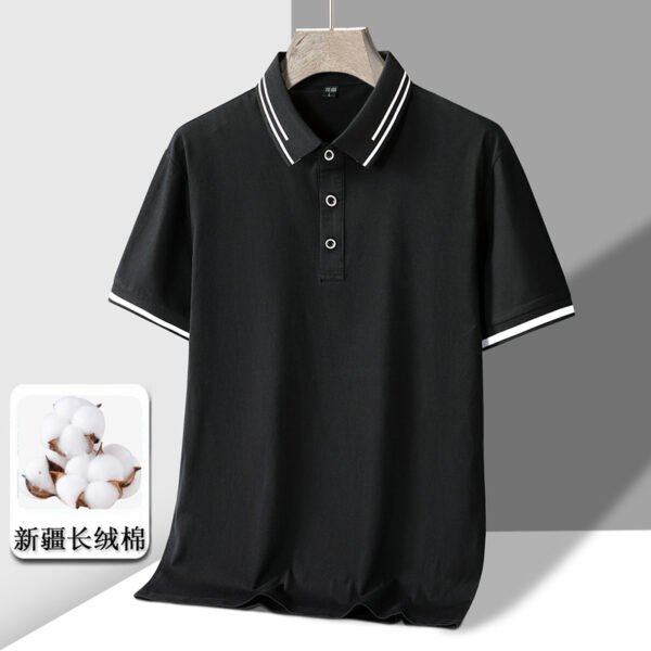 Men's Short-sleeved T-shirt Full Cotton Thin Section Business Lapel - Image 9