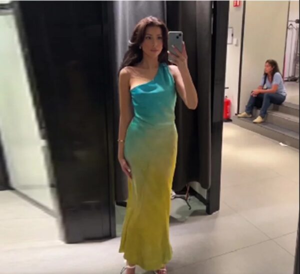 Women's Asymmetric Silk Satin Texture Backless Fashion Dress - Image 7