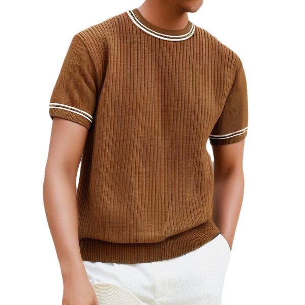 Men's Complex Knitwear Short Sleeve T-shirt Round Neck - Image 5