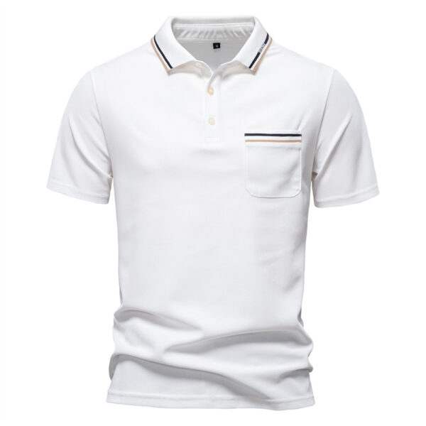Short-sleeved Polo Shirt Striped Lapel Business Casual Top Men - Image 3