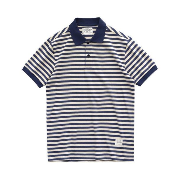 Summer Loose Lapels Men's Retro Casual Striped Short Sleeve - Image 5