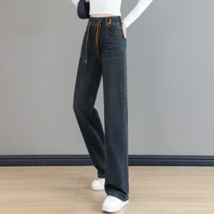 Loose Waist Trimming Lace-up Jeans For Women