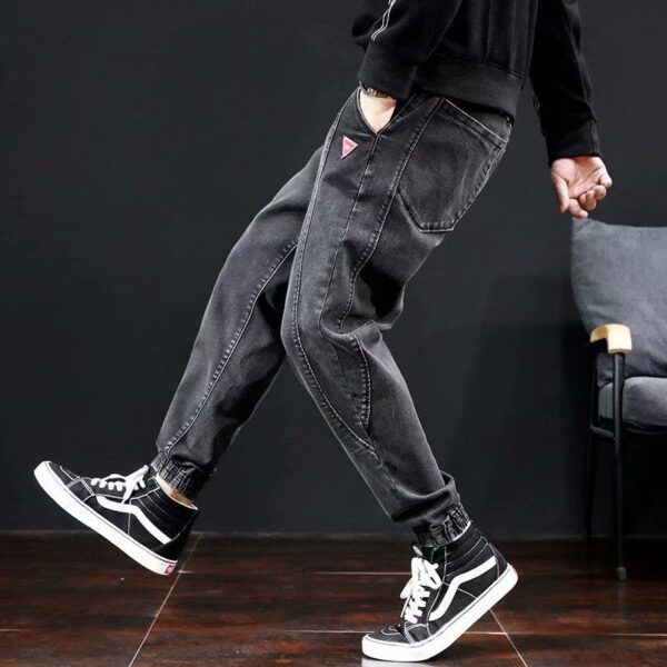 Ankle-tied Jeans Men's Loose Cargo Harlan Cropped Leisure - Image 6