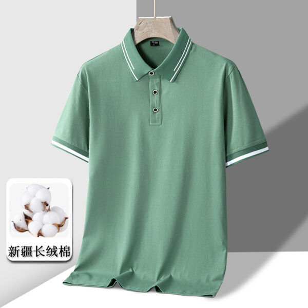 Men's Short-sleeved T-shirt Full Cotton Thin Section Business Lapel - Image 3